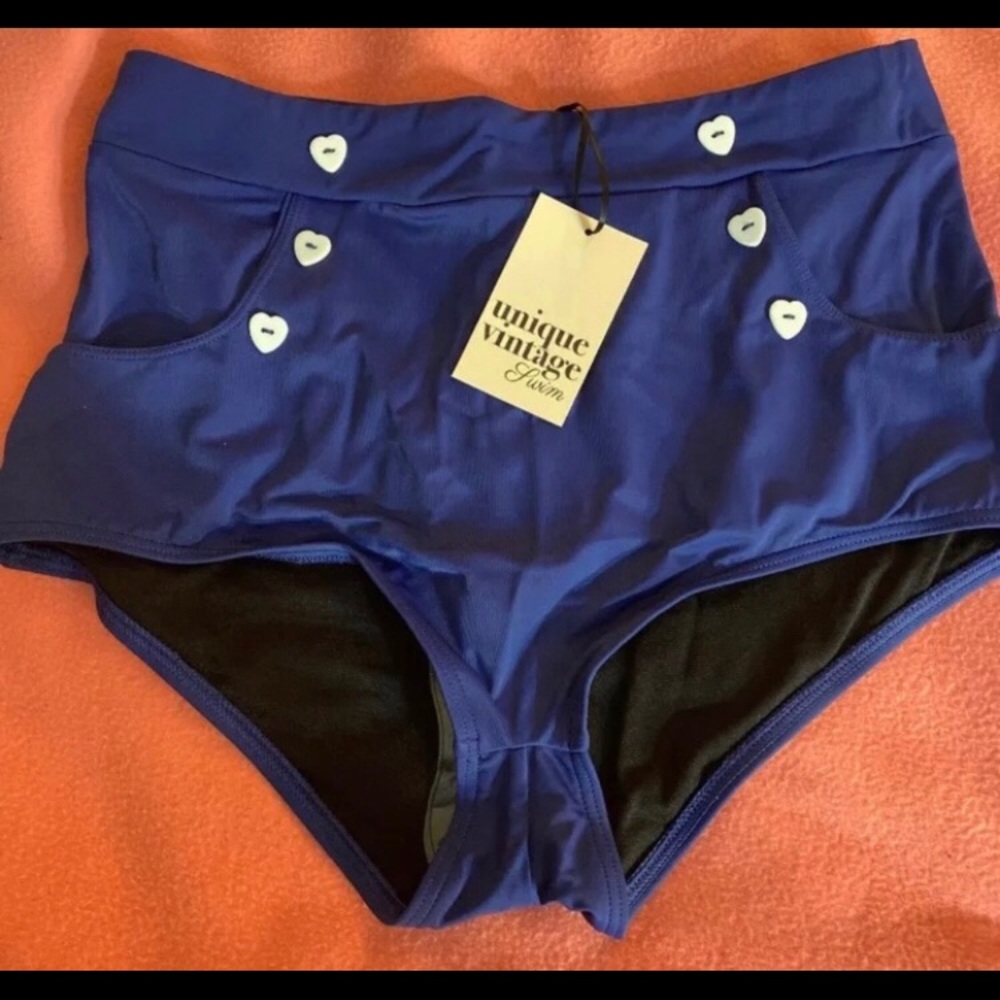 Unique Vintage High-Waist Sailor Bikini Bottom